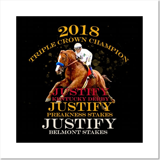 2018 Triple Crown Champion Justify Horse Racing Design Wall Art by Ginny Luttrell